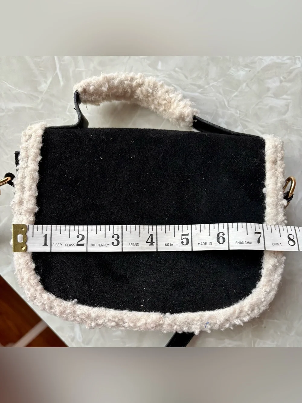 Amani Suede Black and Cream Women's Crossbody Bag